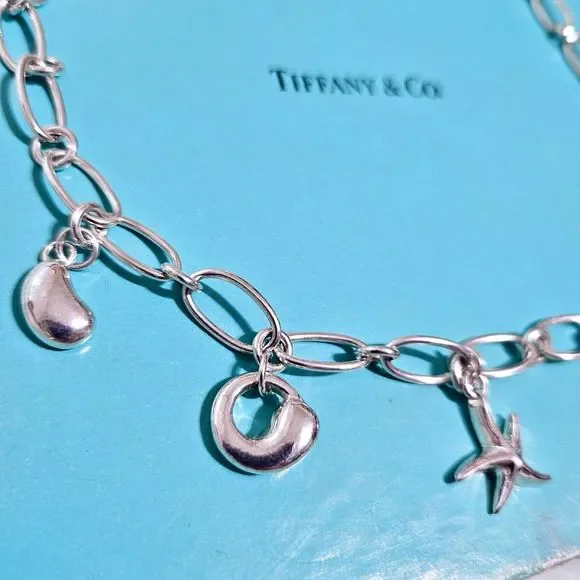 🎋SOLD🧧 RARE Tiffany & Co. Elsa Peretti Iconic 5 Charms Silver Necklace 16” - Picture 3 of 7